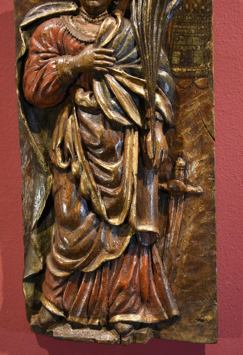 High Relief Panel 'saint Barbara',southern France 16th-17th Century