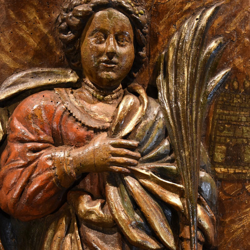 High Relief Panel 'saint Barbara',southern France 16th-17th Century