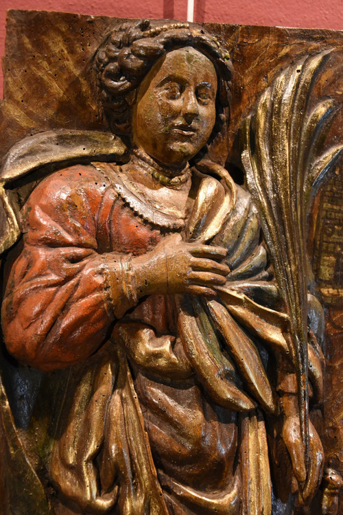 High Relief Panel 'saint Barbara',southern France 16th-17th Century