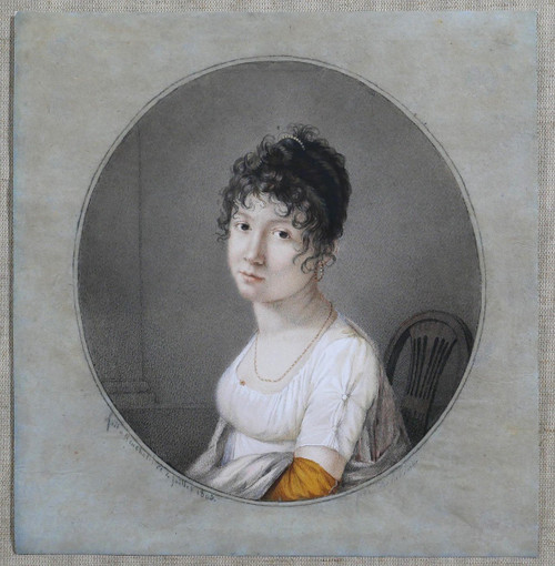 Gaspart-Isaac Delapierre 1780-1811 Portrait of a Woman, drawing, 1805