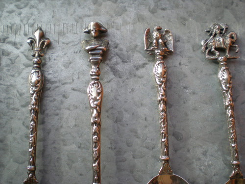 6 mocha/espresso spoons "Napoleon" in silver, goldsmith Jean Moucheront neck brace hallmark early 20th century