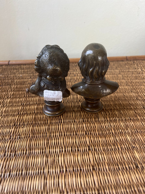 Deux figurines bronze : Georges Sand et Pierre-Jean de Béranger