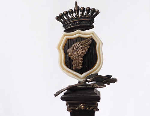 Small commemorative column Victory ebony Silver Coat of arms Crown 19th century