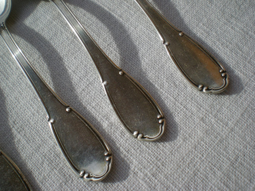 12 espresso/mocha spoons in solid silver, Italian Palermo hallmark (in order)