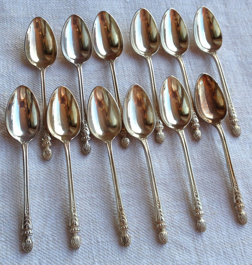 12 silver-plated espresso spoons S.G.C.O successor François Frionnet