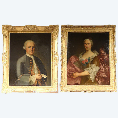 Paire HST Portraits Nobles Général Lérivint Fleury Bedane Louis Tocqué 18è