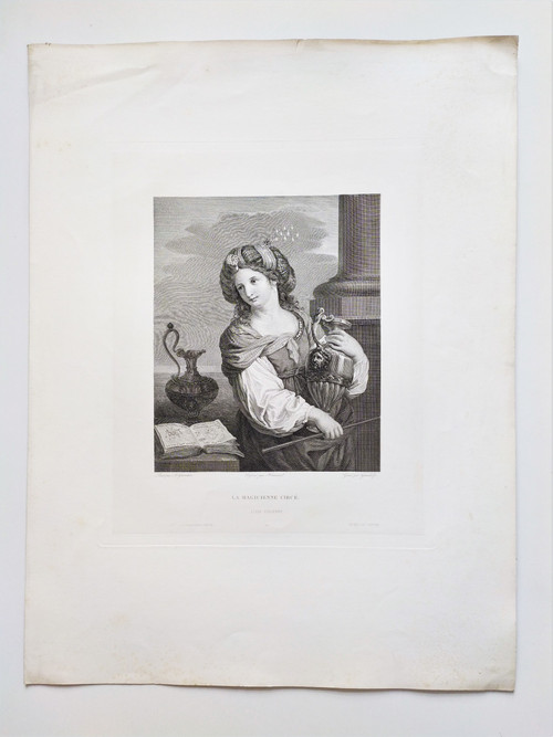 Oriental Woman Armide The sorceress Etching After Guercino Engraving Old Prinr