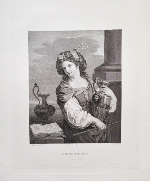 Oriental Woman Armide The sorceress Etching After Guercino Engraving Old Prinr