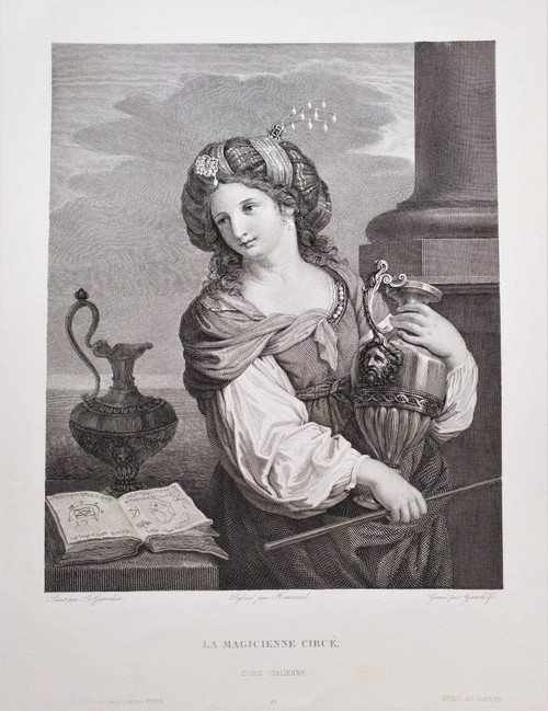 Oriental Woman Armide The sorceress Etching After Guercino Engraving Old Prinr