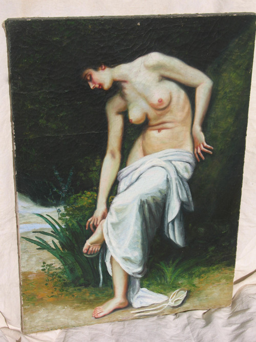 Portrait of a female nude oil on canvas signed 19th century