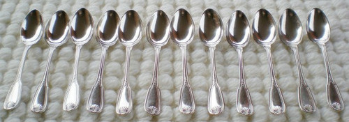 12 silver plated espresso/moka spoons Maintenon model (shell) ERCUIS