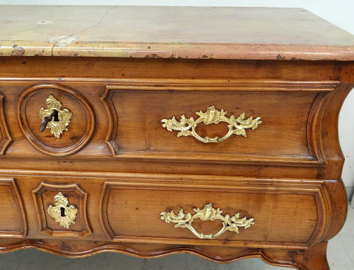 Louis XV commode Sauteuse Provençale Merisier Sculpté Marbre XVIIIè