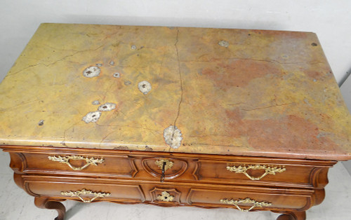 Louis XV commode Sauteuse Provençale Merisier Sculpté Marbre XVIIIè