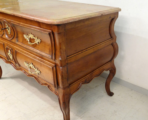 Louis XV commode Sauteuse Provençale Merisier Sculpté Marbre XVIIIè