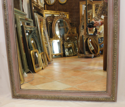 Grand Miroir Ancien De Cheminée à Fronton Coquille 100 X 170 Cm