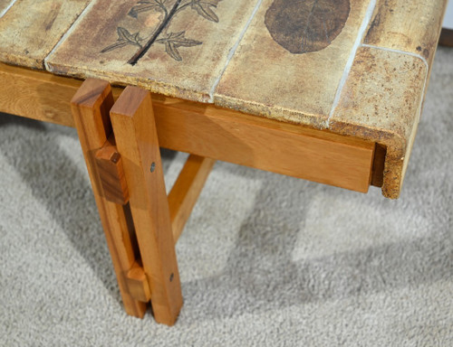 Table Basse en Grès de Vallauris, signée R.Capron, Collection « Les Herbiers » – 1960