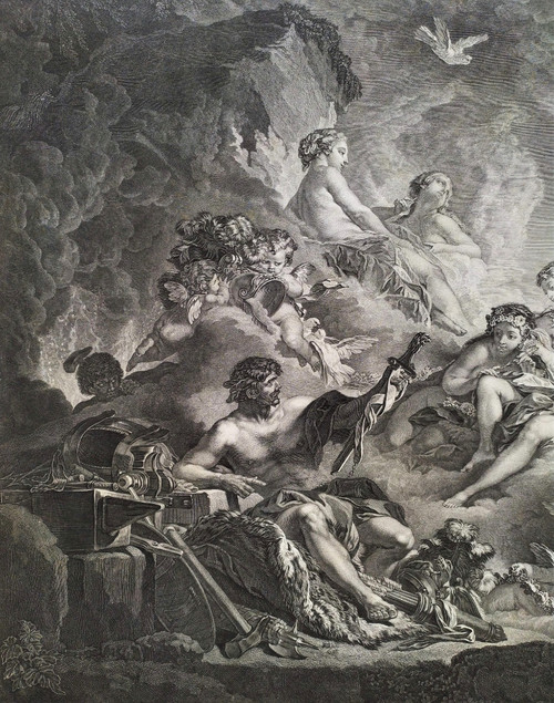 Gravure Mythologique Vulcain et  Vénus d'Après Boucher 18ème 