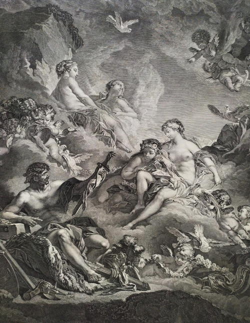 Gravure Mythologique Vulcain et  Vénus d'Après Boucher 18ème 