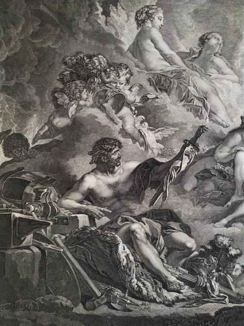 Gravure Mythologique Vulcain et  Vénus d'Après Boucher 18ème 