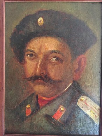 Portrait d’un Militaire Russe ou Soviétique . Huile Sur Panneau.