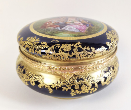 Hand Painted Jewelry Box Limoges Porcelain 19th Century 