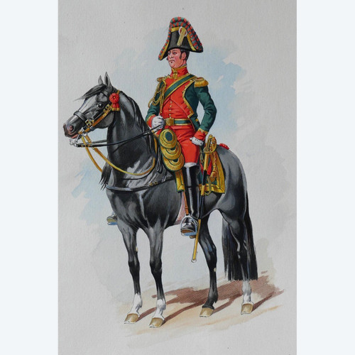 Charles BRUN 1825-1908 Uniform of the Bodyguards of the Emperor Napoleon, drawing, horse