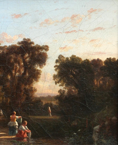 André MALATHIER, Landscape with washerwomen, light effect, painting, c. 1840-45