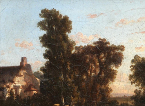 André MALATHIER, Landscape with washerwomen, light effect, painting, c. 1840-45