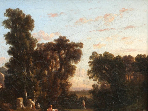 André MALATHIER, Landscape with washerwomen, light effect, painting, c. 1840-45