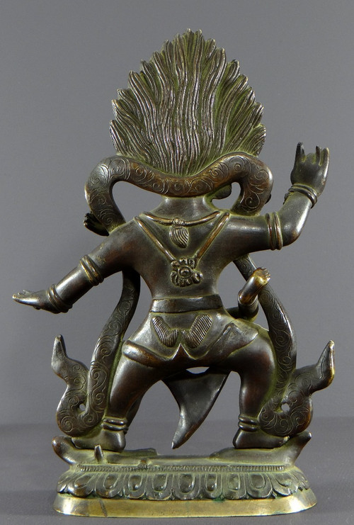 Tibet, premier tiers du XXème siècle, intéressant groupe en bronze figurant Yama.