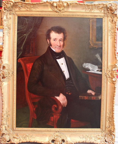 Elisa DAVID, 19th century, Portrait of a man, 1840, large painting