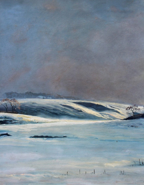 André Paul LEROUX, 1870-1950, Snow landscape near Fécamp, painting, circa 1930