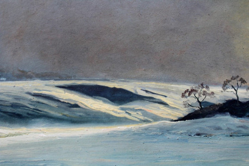 André Paul LEROUX, 1870-1950, Snow landscape near Fécamp, painting, circa 1930