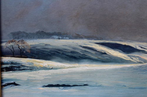 André Paul LEROUX, 1870-1950, Snow landscape near Fécamp, painting, circa 1930