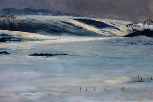 André Paul LEROUX, 1870-1950, Snow landscape near Fécamp, painting, circa 1930