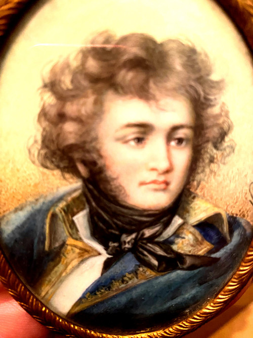 Miniature portrait on ivory of General Jean Baptiste Klébert, signed L. Nel early 19th bronze frame