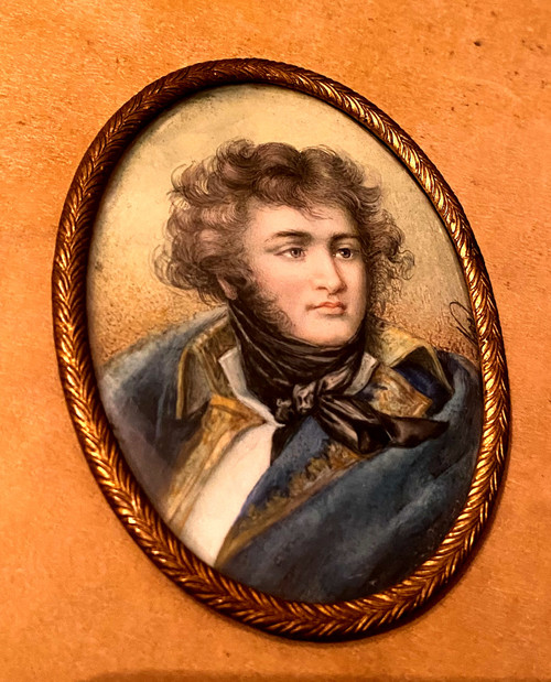 Miniature portrait on ivory of General Jean Baptiste Klébert, signed L. Nel early 19th bronze frame