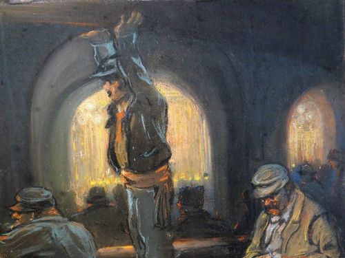 Léon DAX (19th-20th century) At the opera in the henhouse, large pastel, circa 1890-95