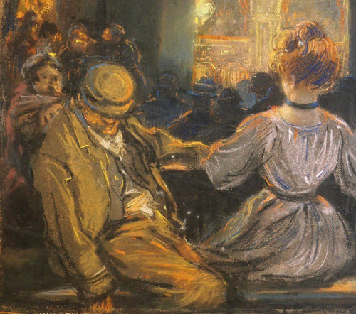 Léon DAX (19th-20th century) At the opera in the henhouse, large pastel, circa 1890-95