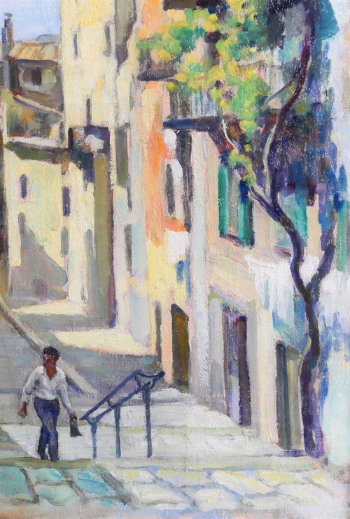 Paul CORDONNIER (1878-1963) Bella, veduta della città vecchia, 1910-20 circa