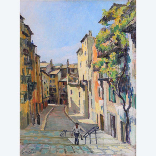 Paul CORDONNIER (1878-1963) Bella, veduta della città vecchia, 1910-20 circa