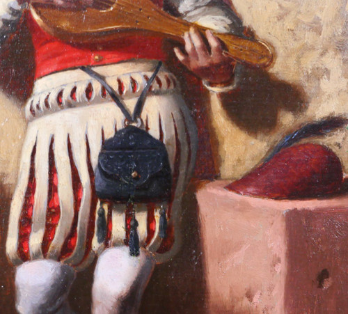 Troubadour school circa 1850, the mandolin player, painting