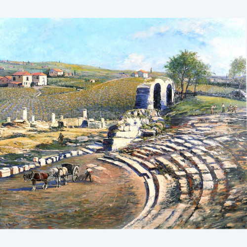 Camille GRETH 1895-1942 The Roman Theatre of Vaison-la-Romaine, painting, c. 1920-30