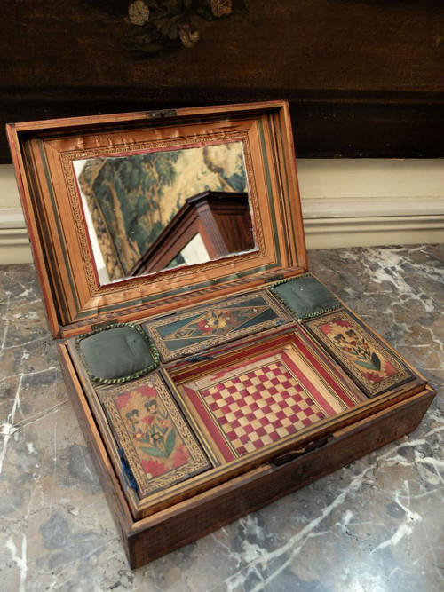 Straw marquetry box - 19th century