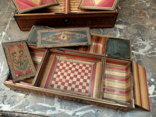 Straw marquetry box - 19th century