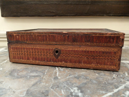 Straw marquetry box - 19th century