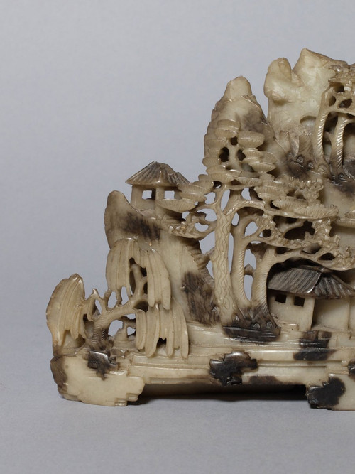 Chinese landscape - jade group, late Qing dynasty