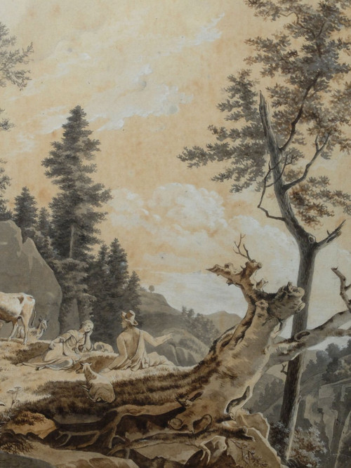 18th century drawing - Pastoral scene