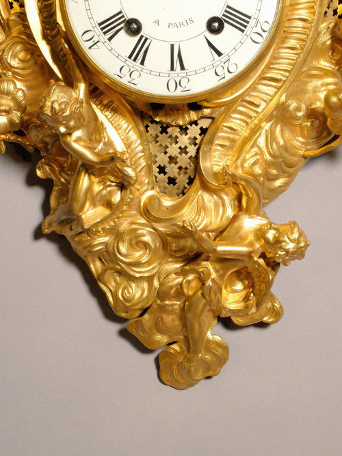 Cartel Louis XV by Aubert, valet and watchmaker to the King, circa 1750