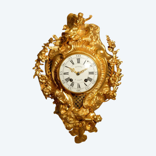 Cartel Louis XV by Aubert, valet and watchmaker to the King, circa 1750